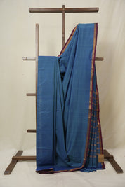Blue Cotton Mangalgiri Saree - SRBCMS85