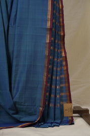 Blue Cotton Mangalgiri Saree - SRBCMS85