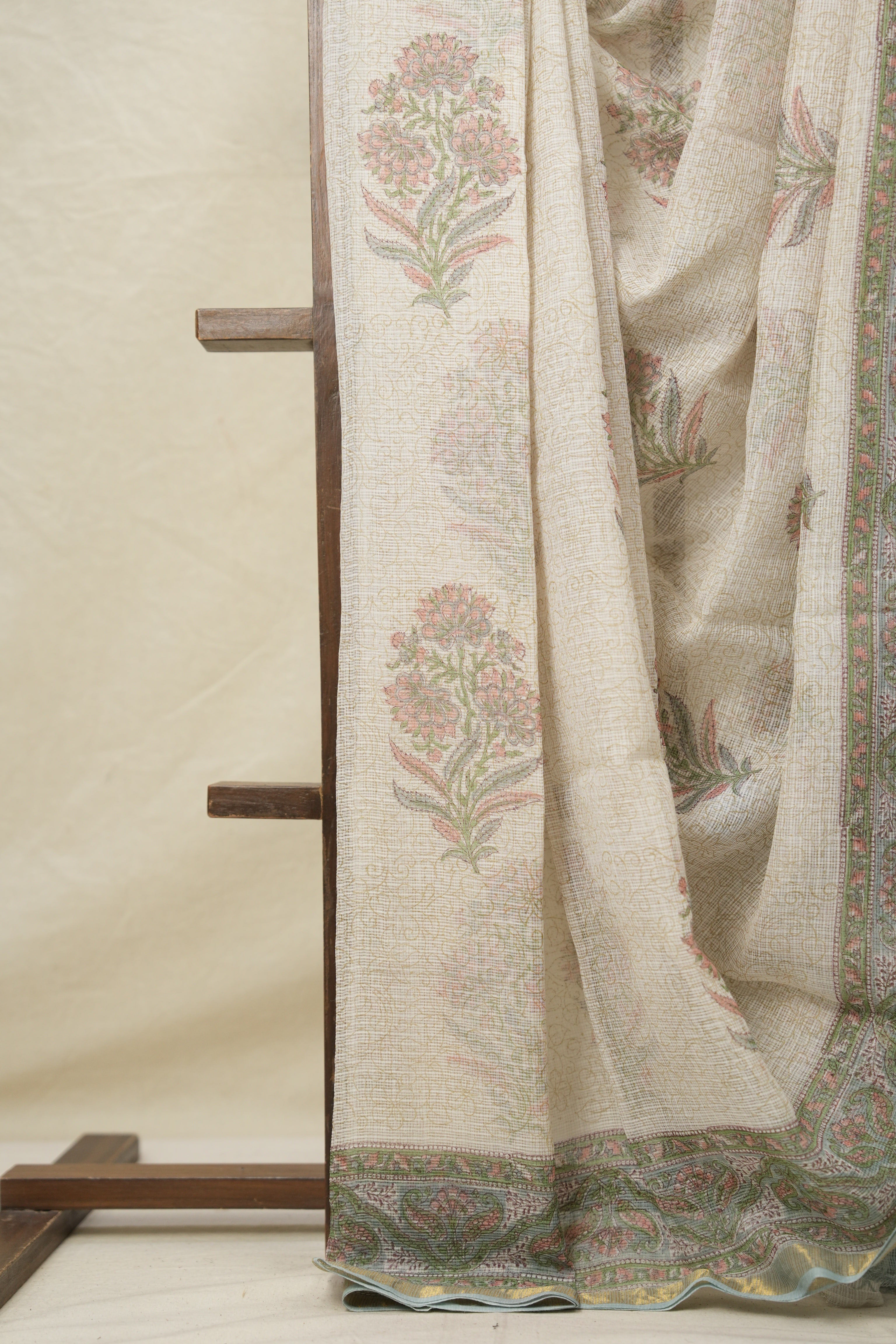 Pearl White HBP Kota Doria Saree - SRPWKDS213