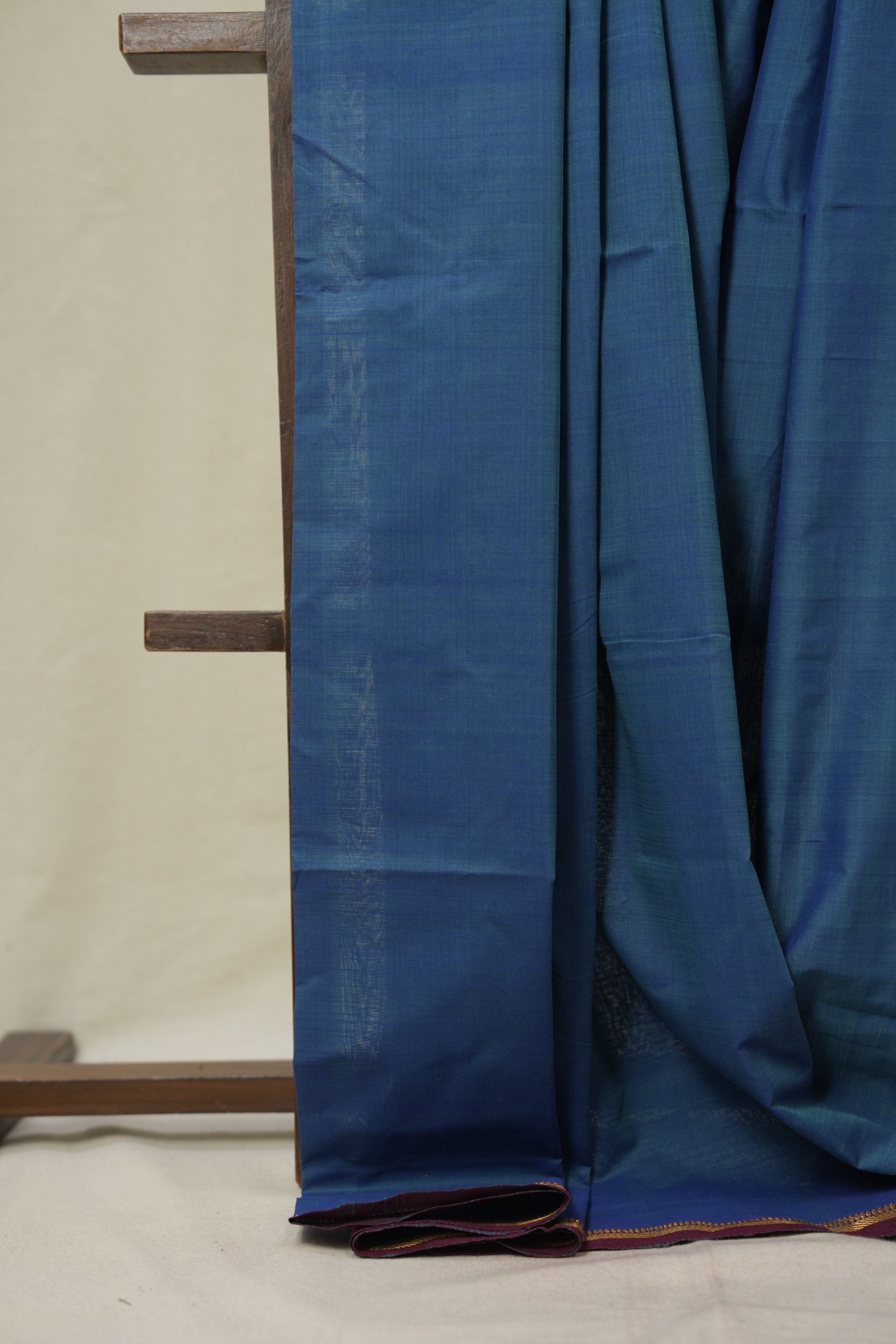 Blue Cotton Mangalgiri Saree - SRBCMS85