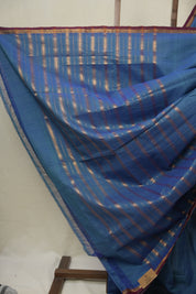 Blue Cotton Mangalgiri Saree - SRBCMS85