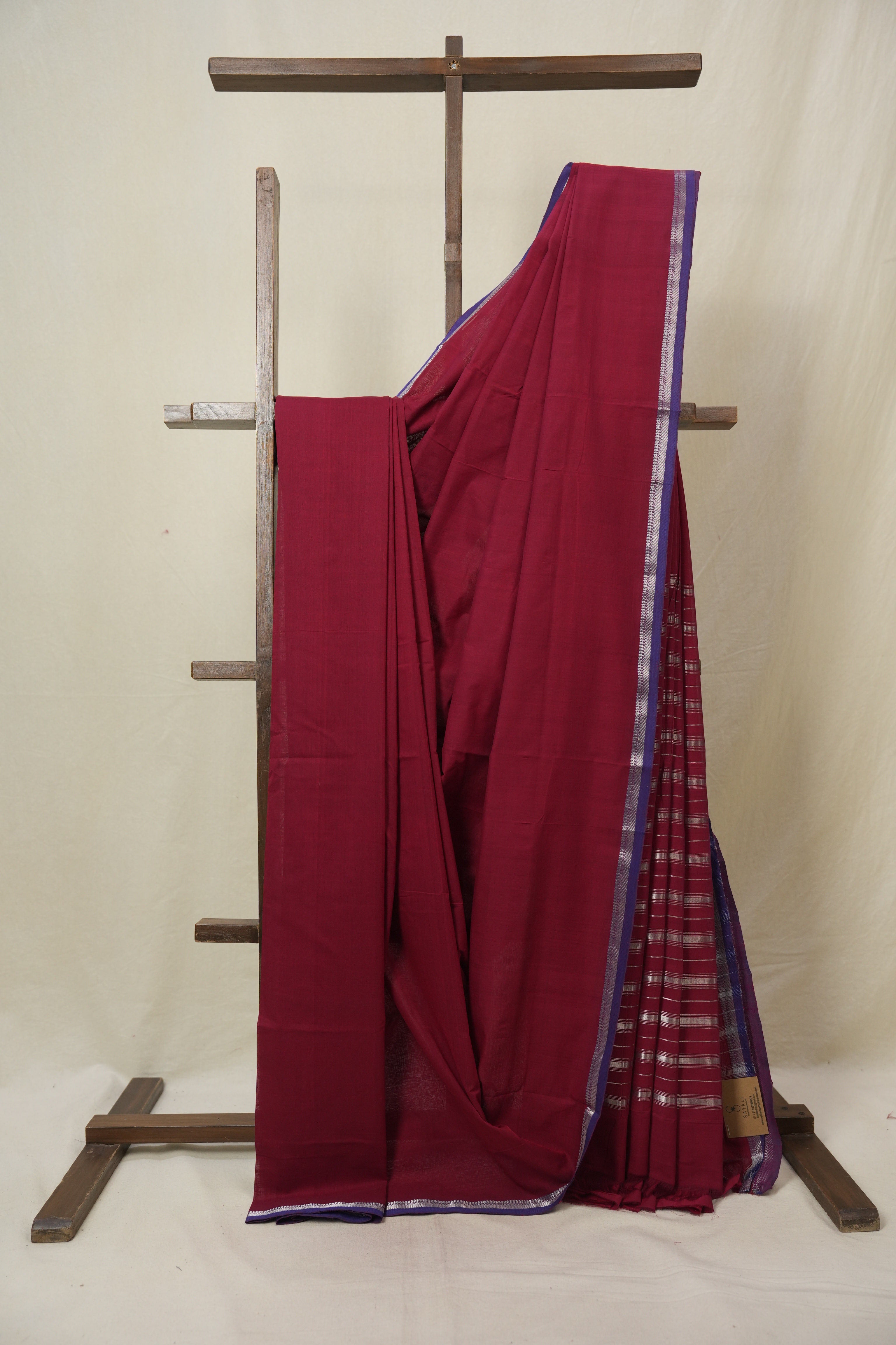 Maroon Cotton Mangalgiri Saree - SRRCMS86