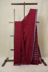 Maroon Cotton Mangalgiri Saree - SRRCMS86