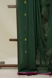 Green Mul Bengal Cotton Jamdani Saree - SRGCJS223