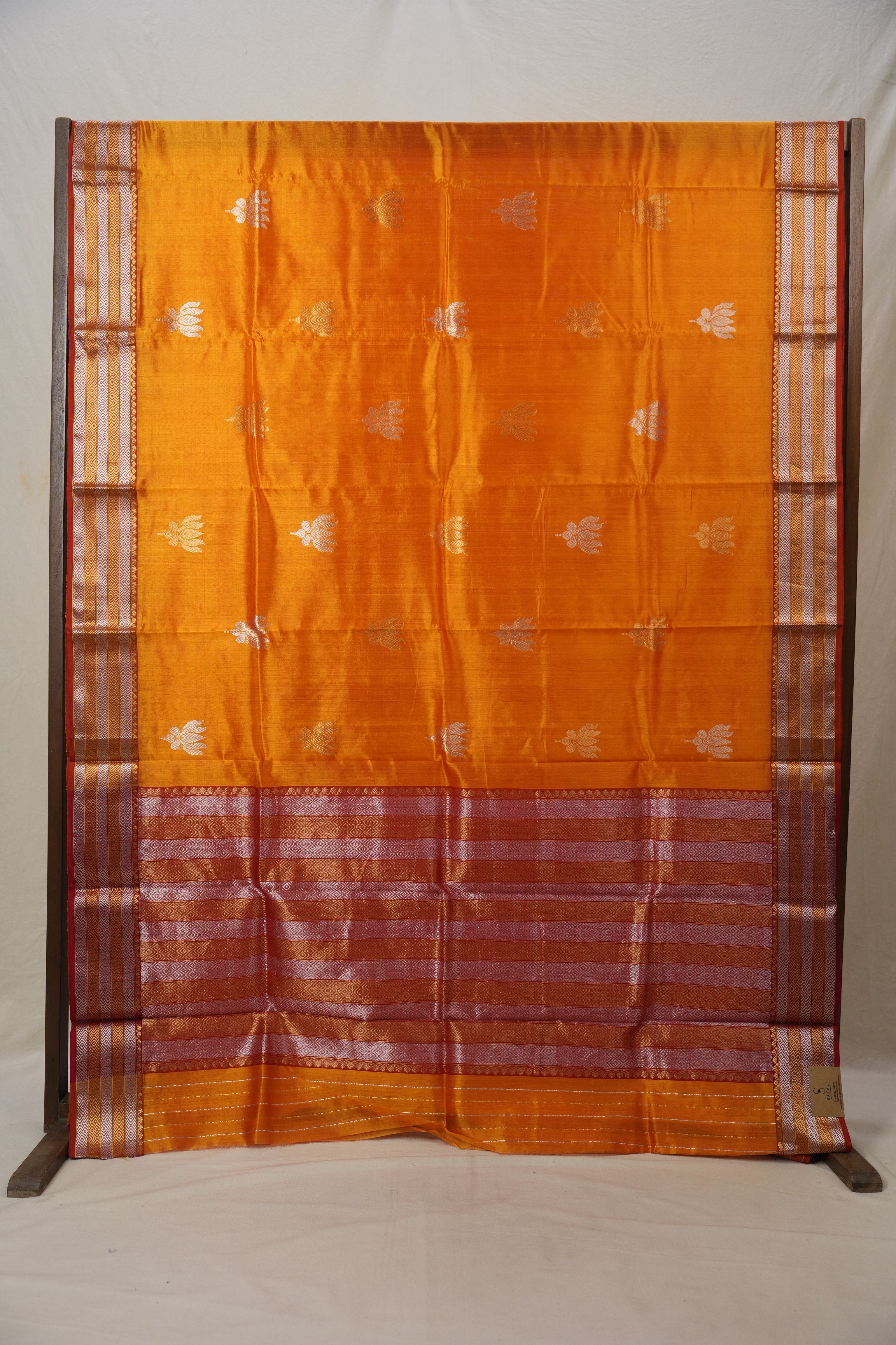 Orange Lotus Butas Chanderi Silk Saree - SROLBCSS440