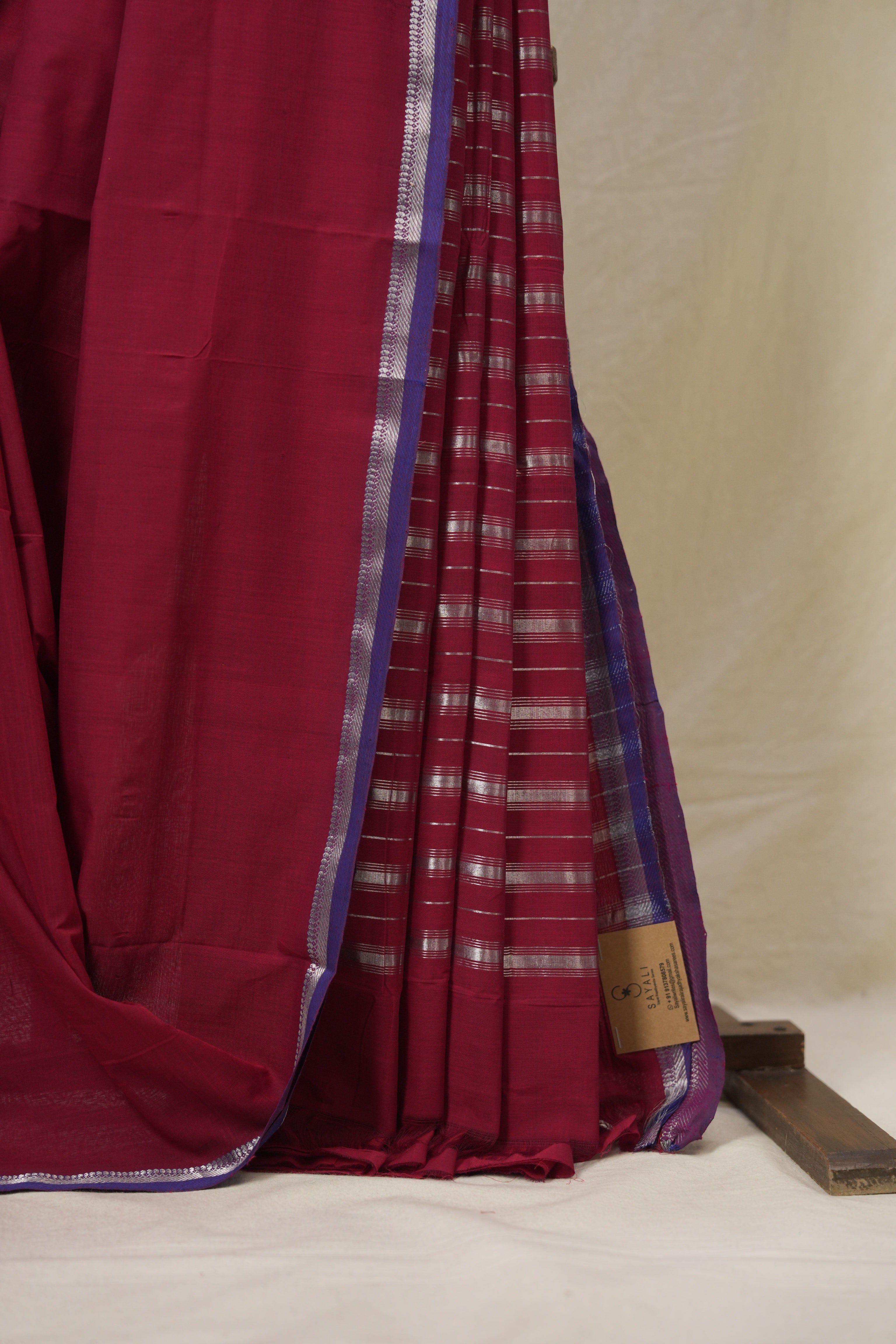 Maroon Cotton Mangalgiri Saree - SRRCMS86