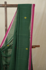 Green Mul Bengal Cotton Jamdani Saree - SRGCJS223