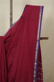 Maroon Cotton Mangalgiri Saree - SRRCMS86