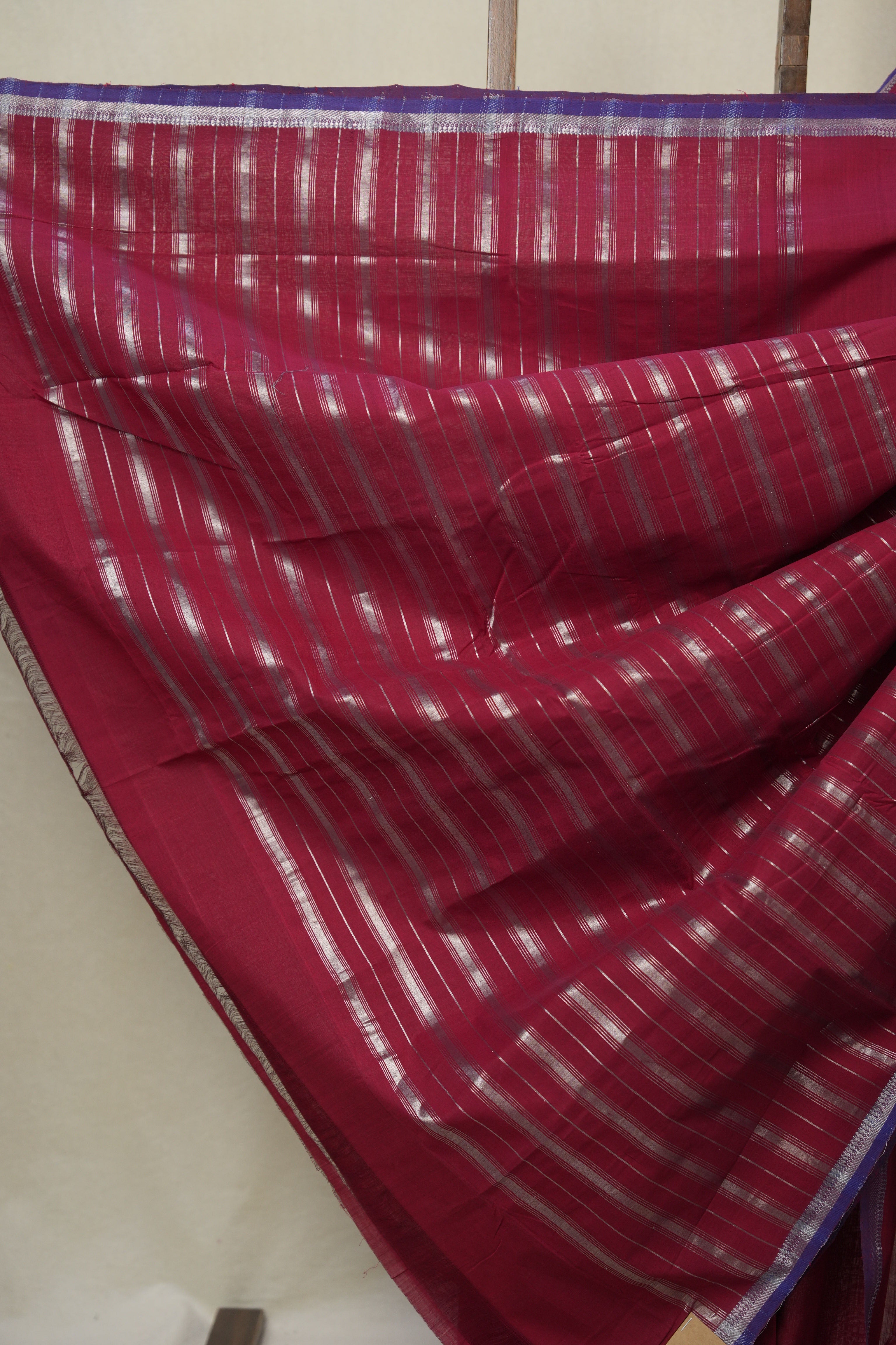 Maroon Cotton Mangalgiri Saree - SRRCMS86