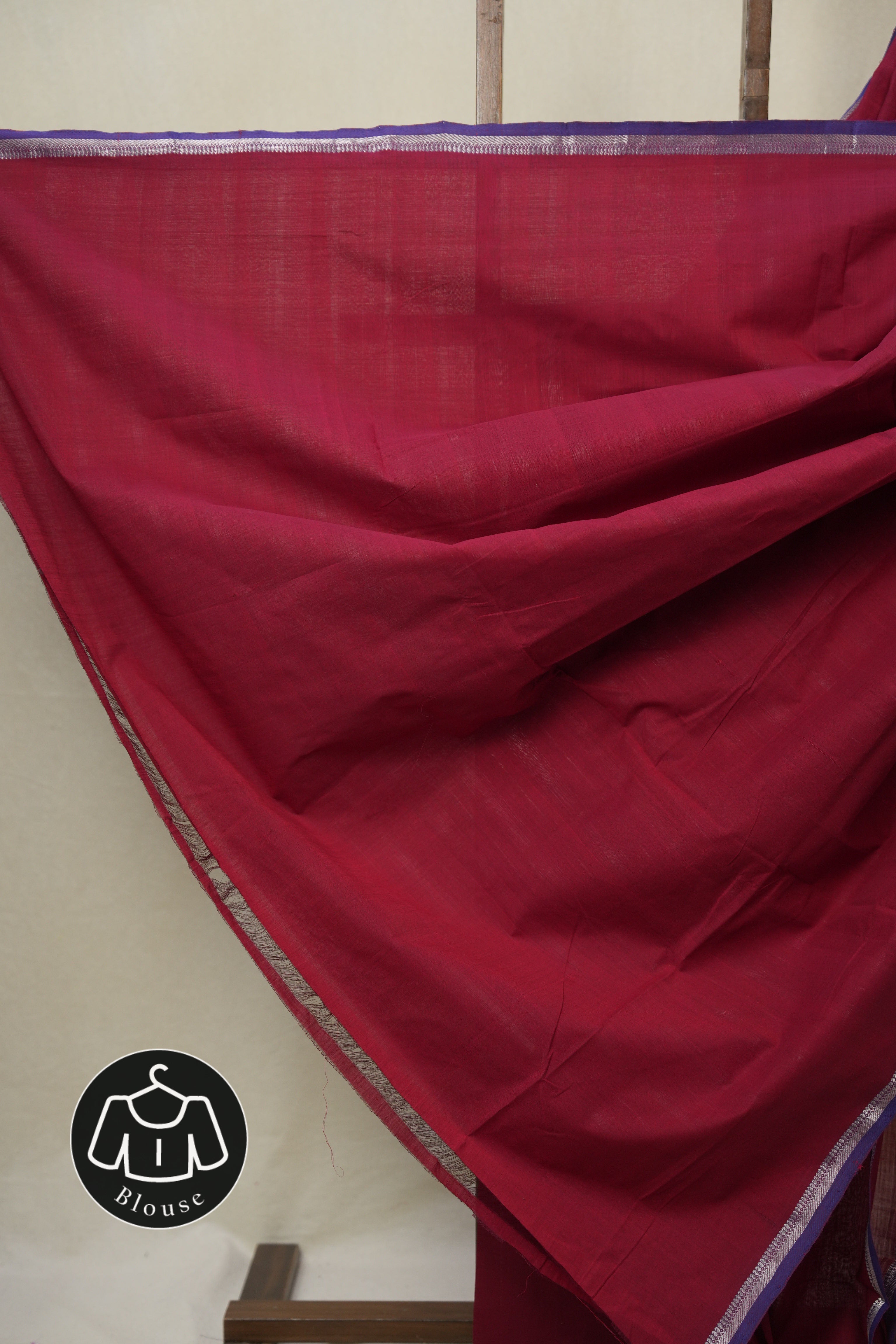 Maroon Cotton Mangalgiri Saree - SRRCMS86