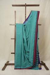 Blue Cotton Mangalgiri Saree - SRBCMS87
