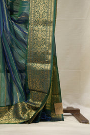 Two Tone Green Hanborder Pattu Chanderi Silk Saree - SRTTGHPCSS470