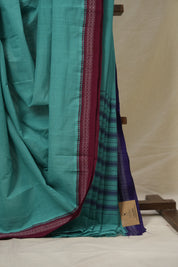 Blue Cotton Mangalgiri Saree - SRBCMS87