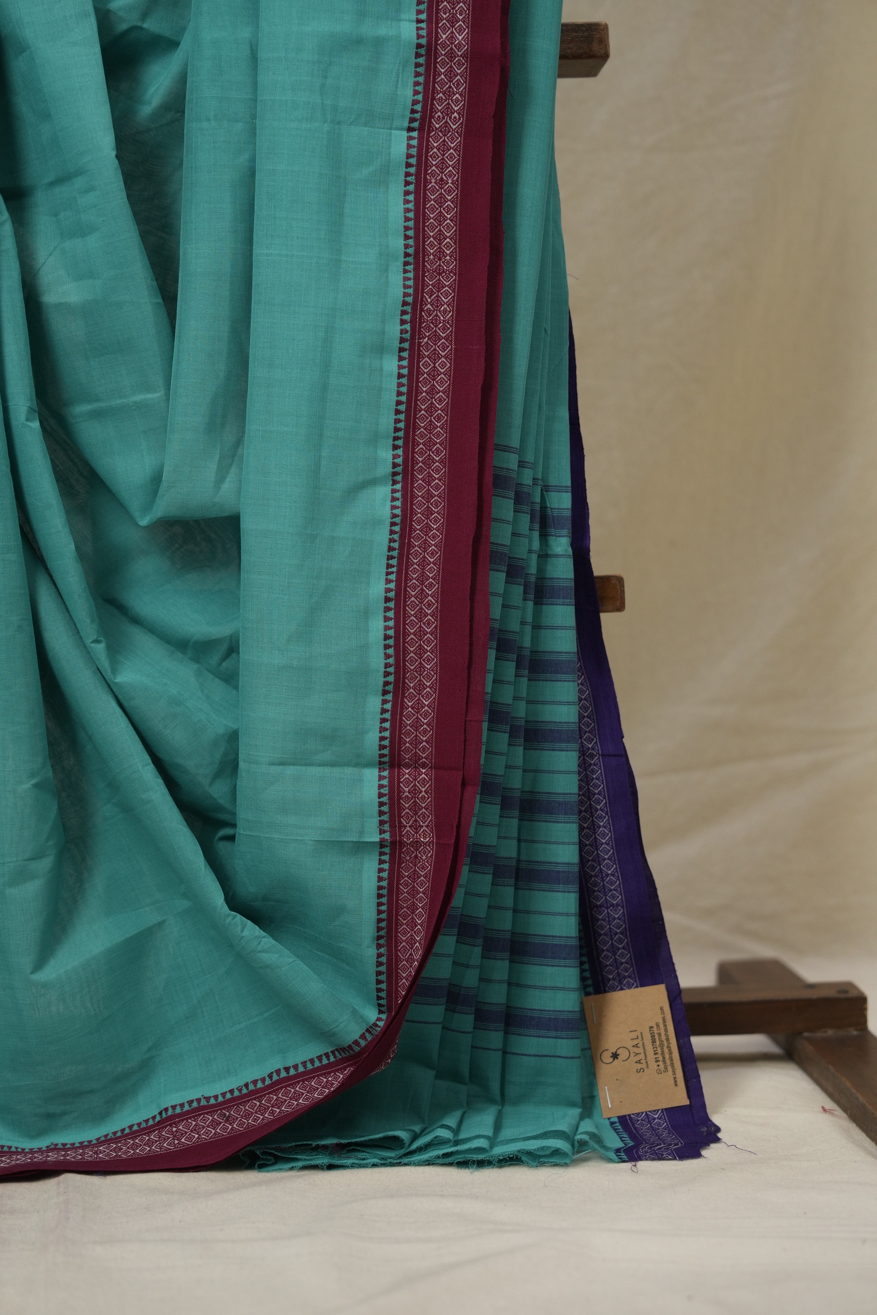 Blue Cotton Mangalgiri Saree - SRBCMS87