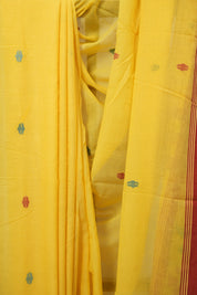 Yellow Mul Bengal Cotton Jamdani Saree - SRYBCJS218