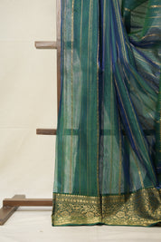 Two Tone Green Hanborder Pattu Chanderi Silk Saree - SRTTGHPCSS470