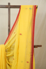 Yellow Mul Bengal Cotton Jamdani Saree - SRYBCJS218