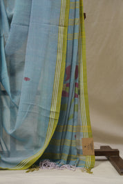 Light Blue Mul Bengal Cotton Jamdani Saree - SRLBCJS221