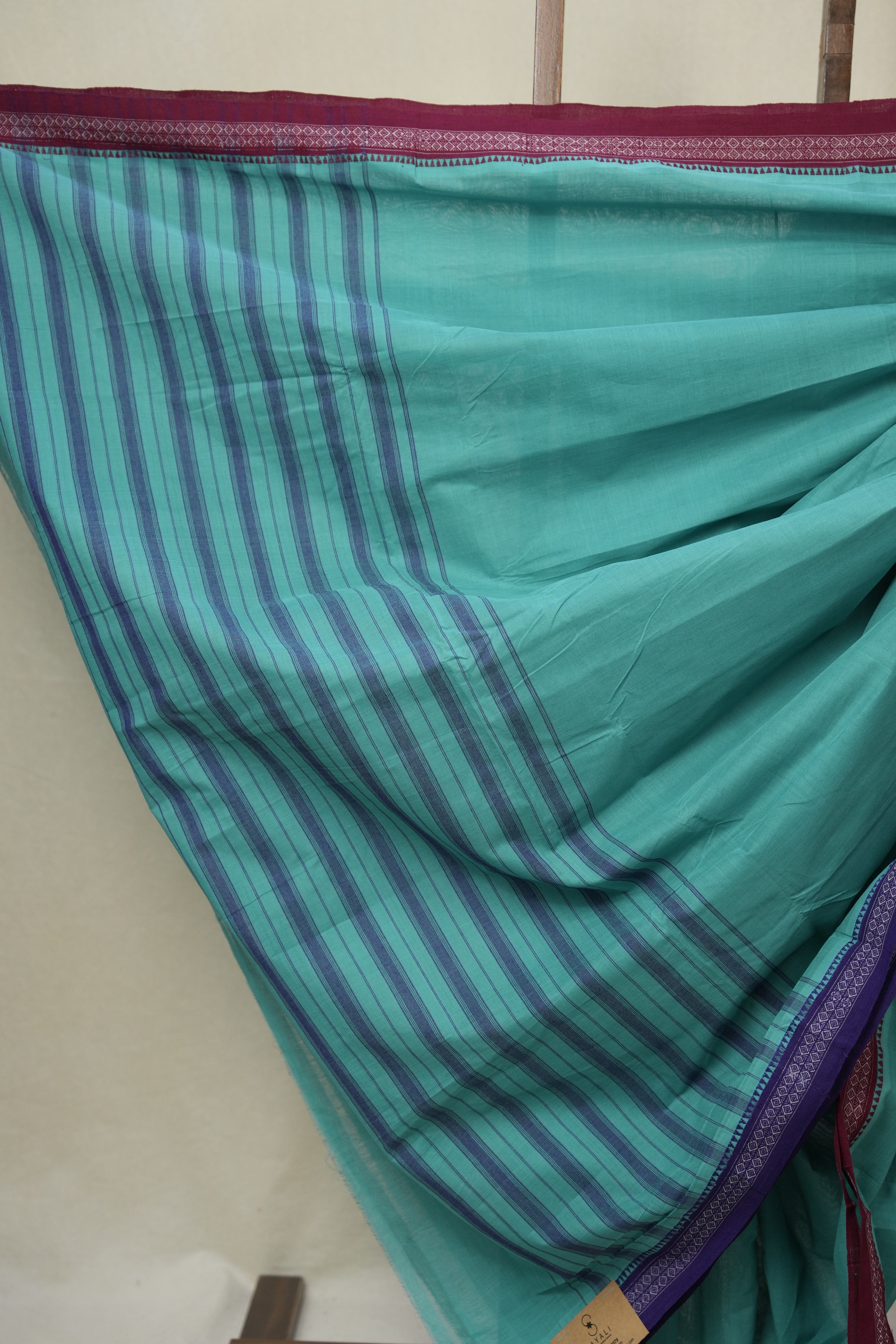 Blue Cotton Mangalgiri Saree - SRBCMS87