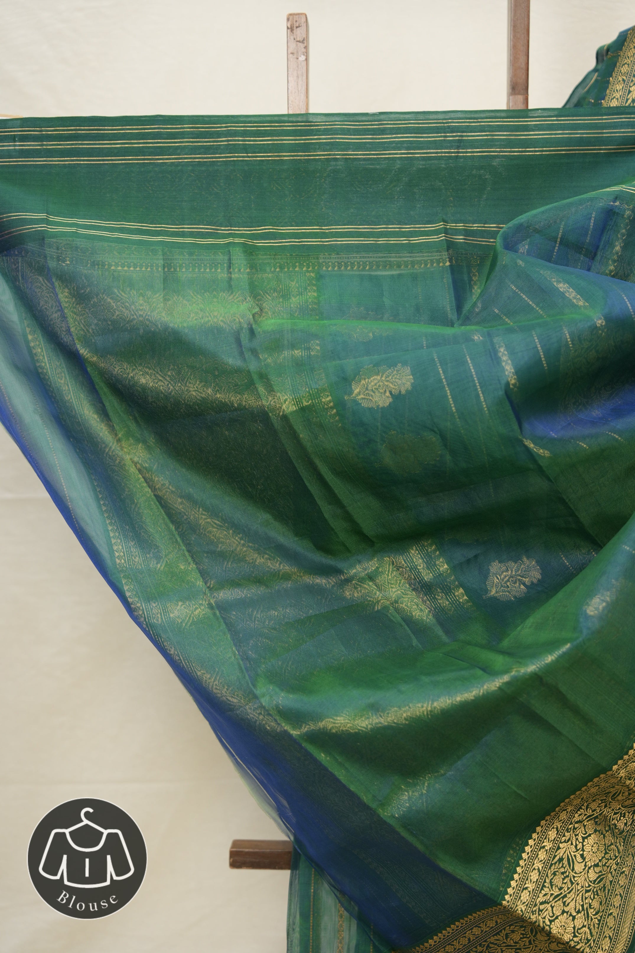 Two Tone Green Hanborder Pattu Chanderi Silk Saree - SRTTGHPCSS470