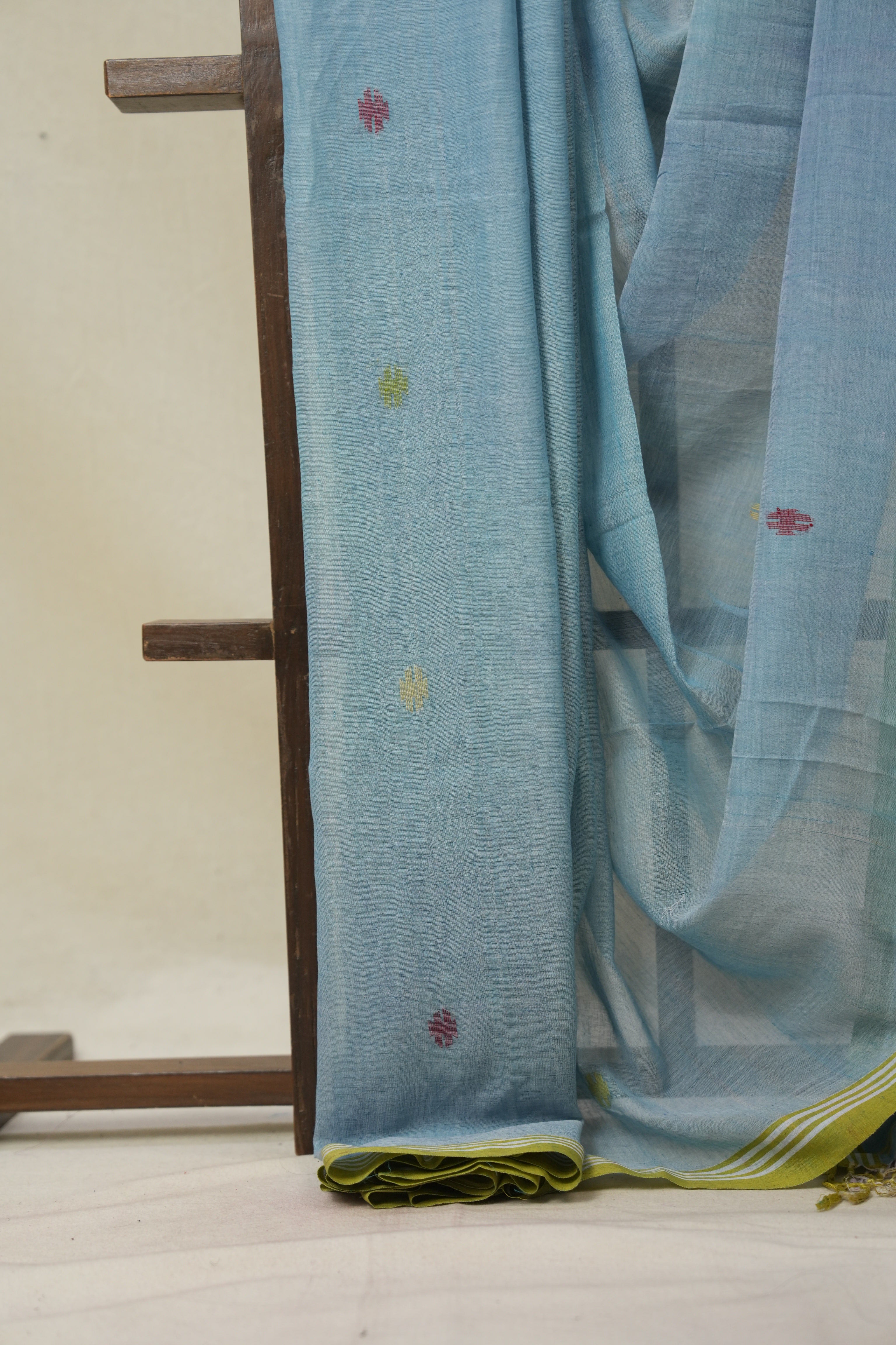 Light Blue Mul Bengal Cotton Jamdani Saree - SRLBCJS221