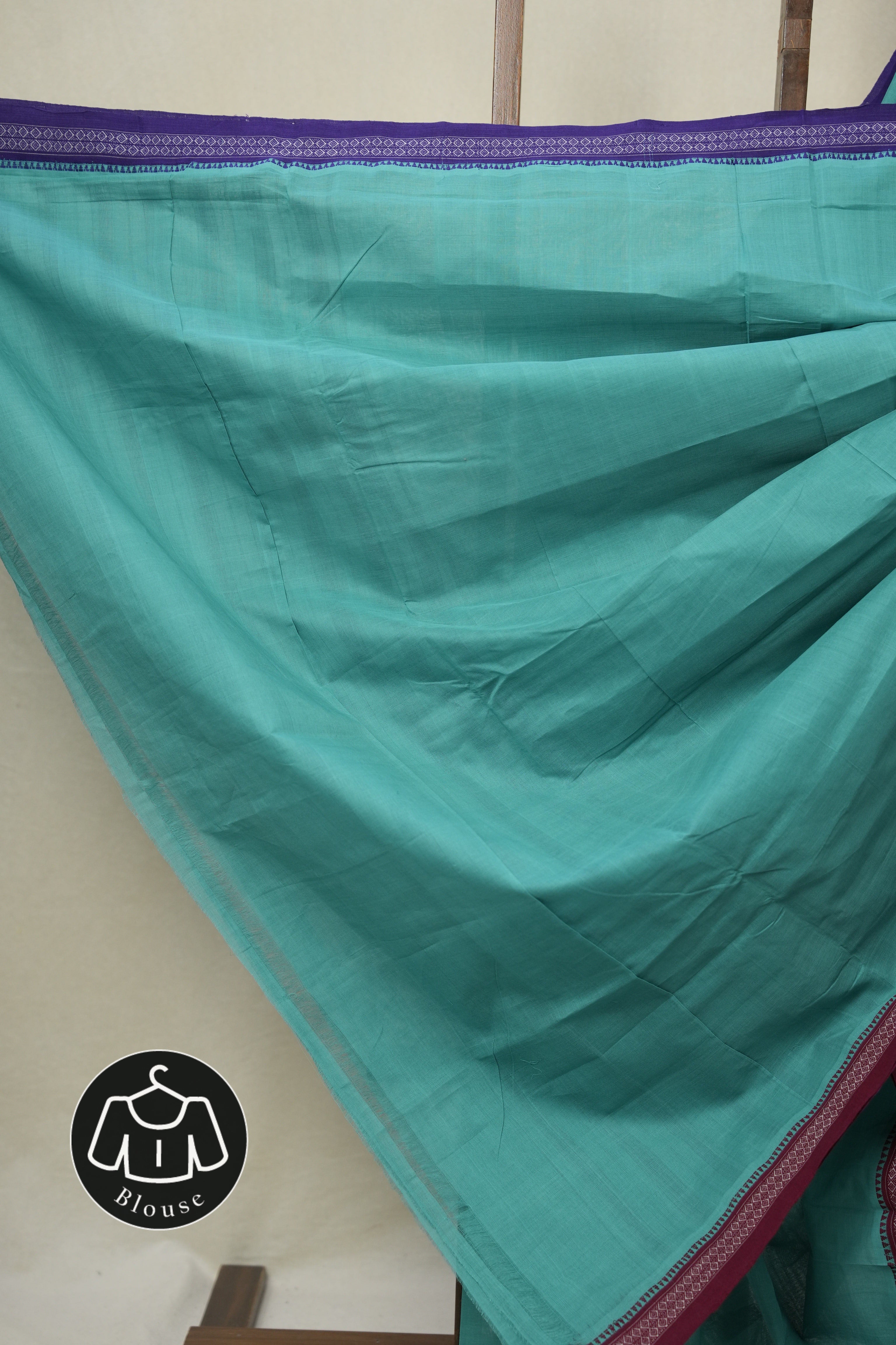 Blue Cotton Mangalgiri Saree - SRBCMS87