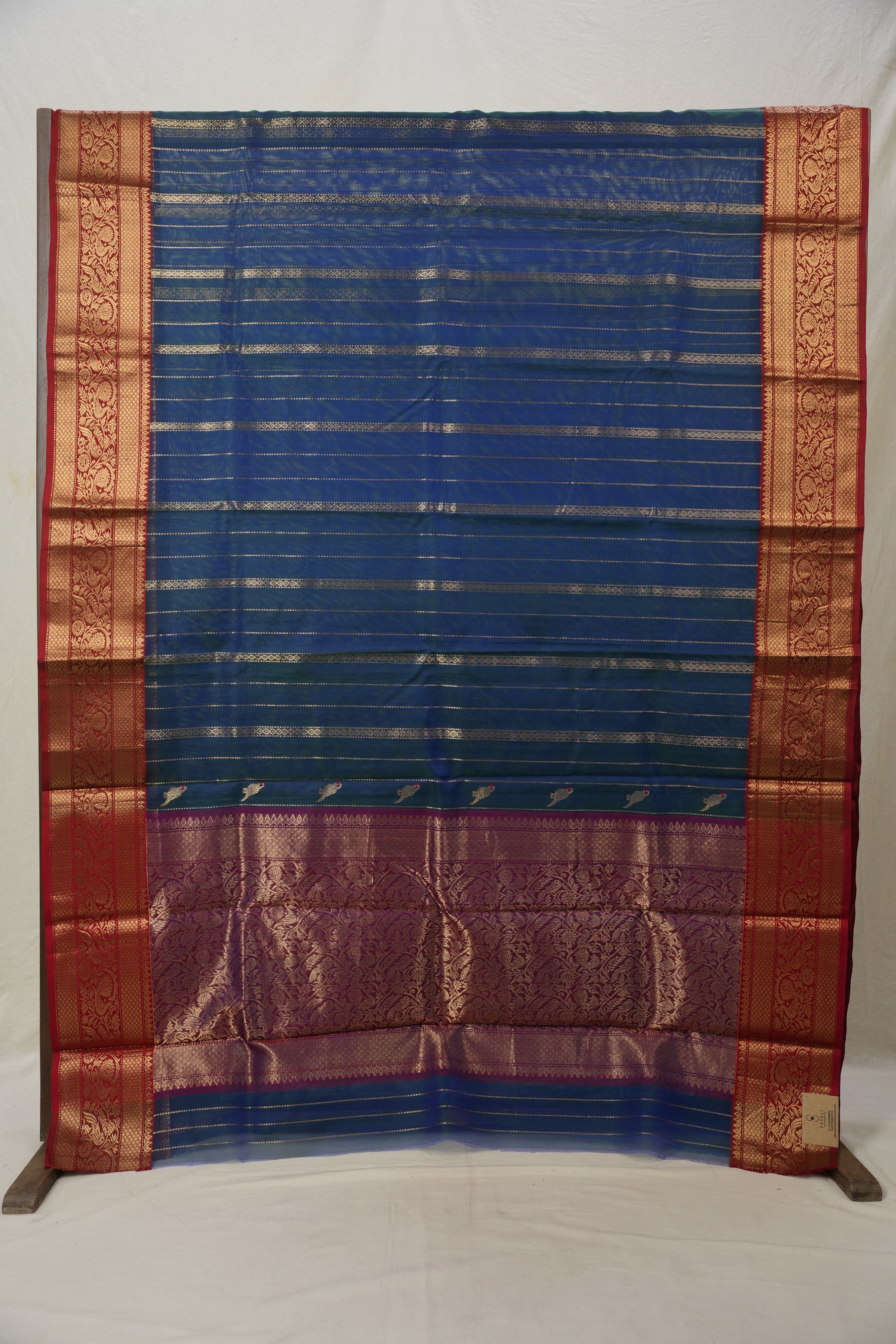 Dual Tone Blue Hanborder Pattu Chanderi Silk Saree - SRDTBHPCSS471