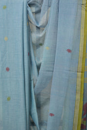 Light Blue Mul Bengal Cotton Jamdani Saree - SRLBCJS221