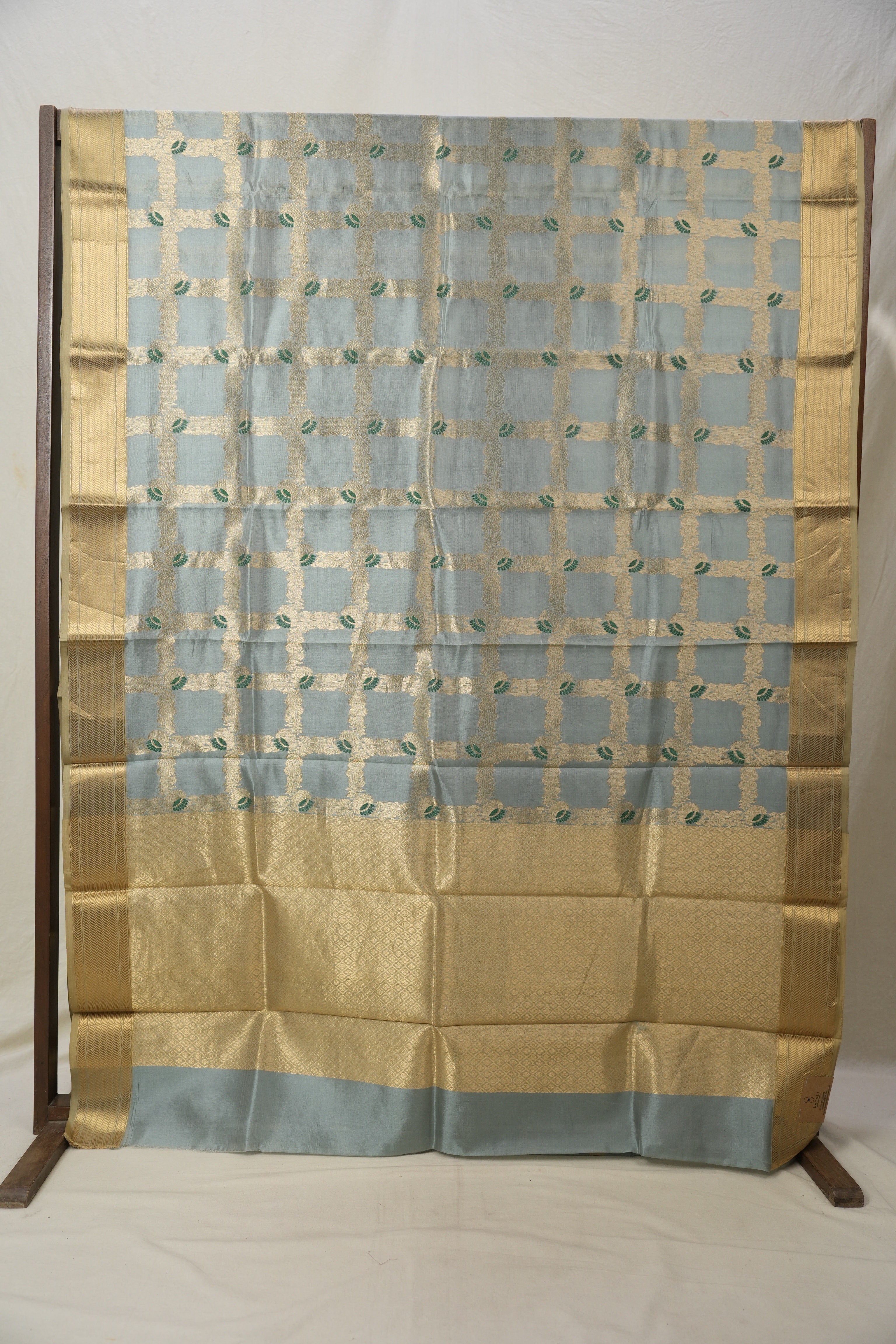 Steal Grey Zall Work Katan Chanderi Silk Saree - SGPZWKCSS452