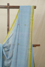 Light Blue Mul Bengal Cotton Jamdani Saree - SRLBCJS221