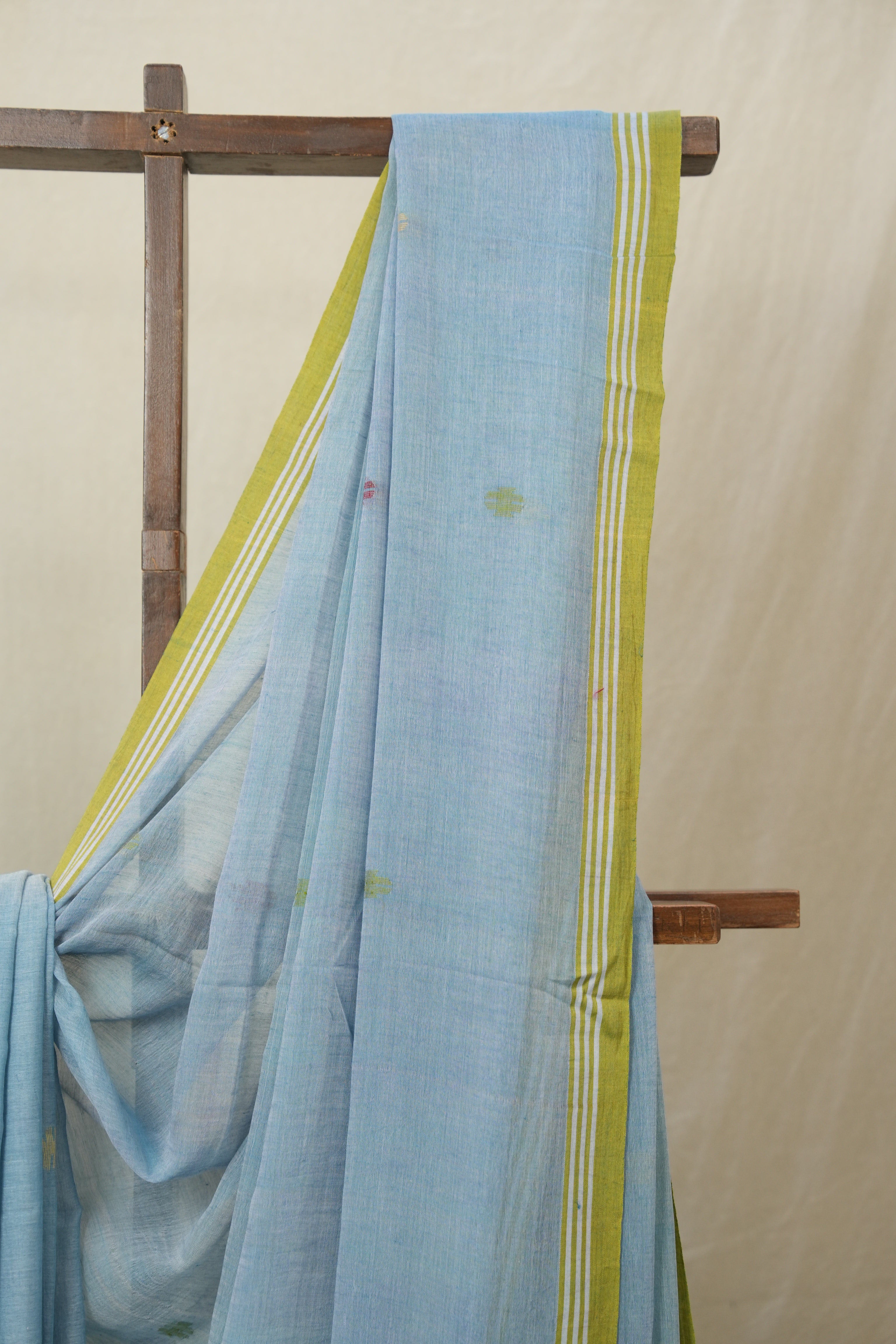Light Blue Mul Bengal Cotton Jamdani Saree - SRLBCJS221