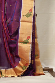 Purple Blue  Chanderi Silk Saree - SRPBCSS509
