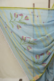 Light Blue Mul Bengal Cotton Jamdani Saree - SRLBCJS221