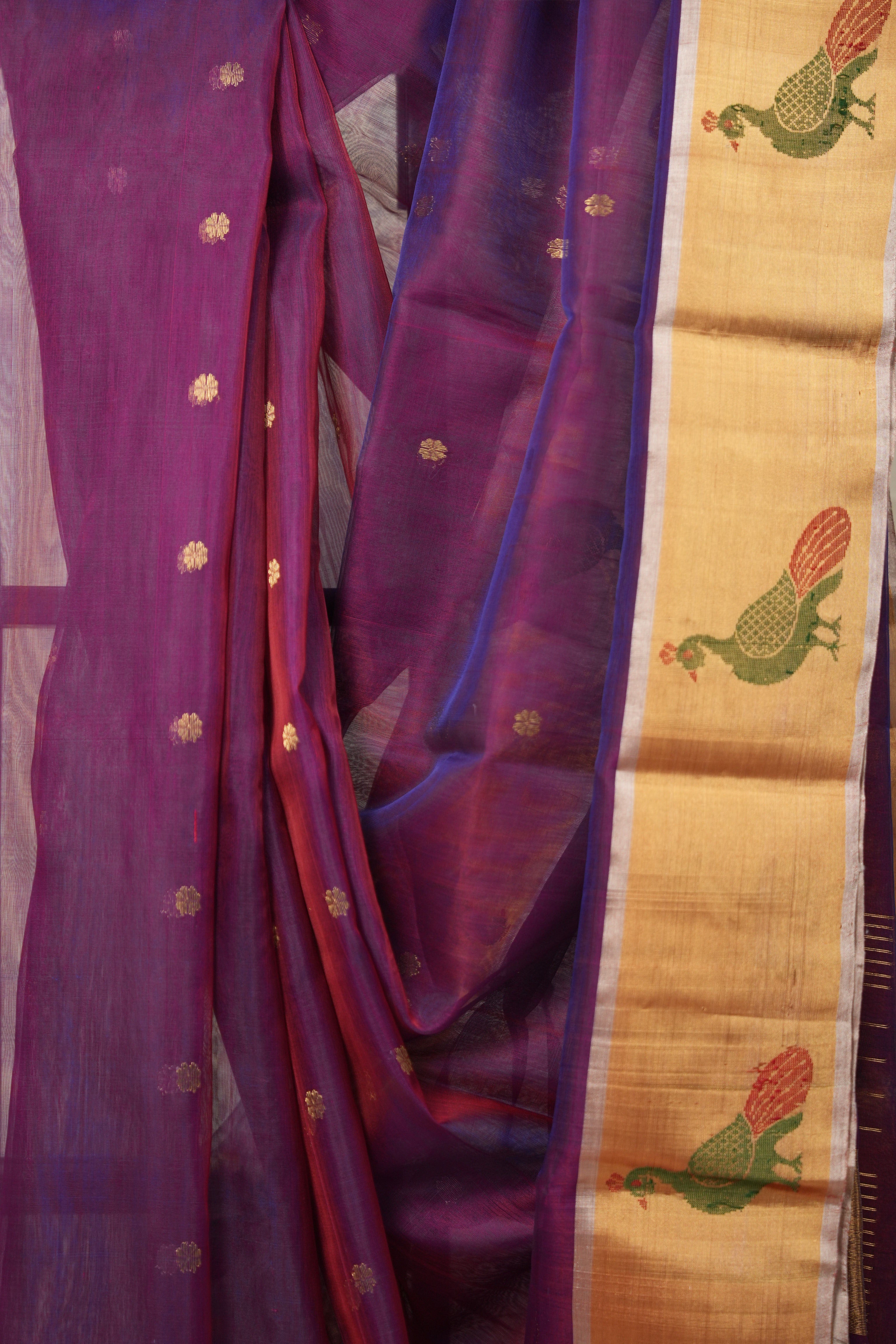 Purple Blue  Chanderi Silk Saree - SRPBCSS509