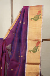 Purple Blue  Chanderi Silk Saree - SRPBCSS509