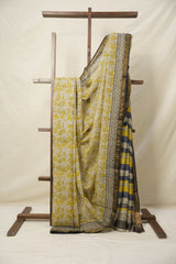 Yellow Blue HBP Kota Doria Saree - SRYBKDS216