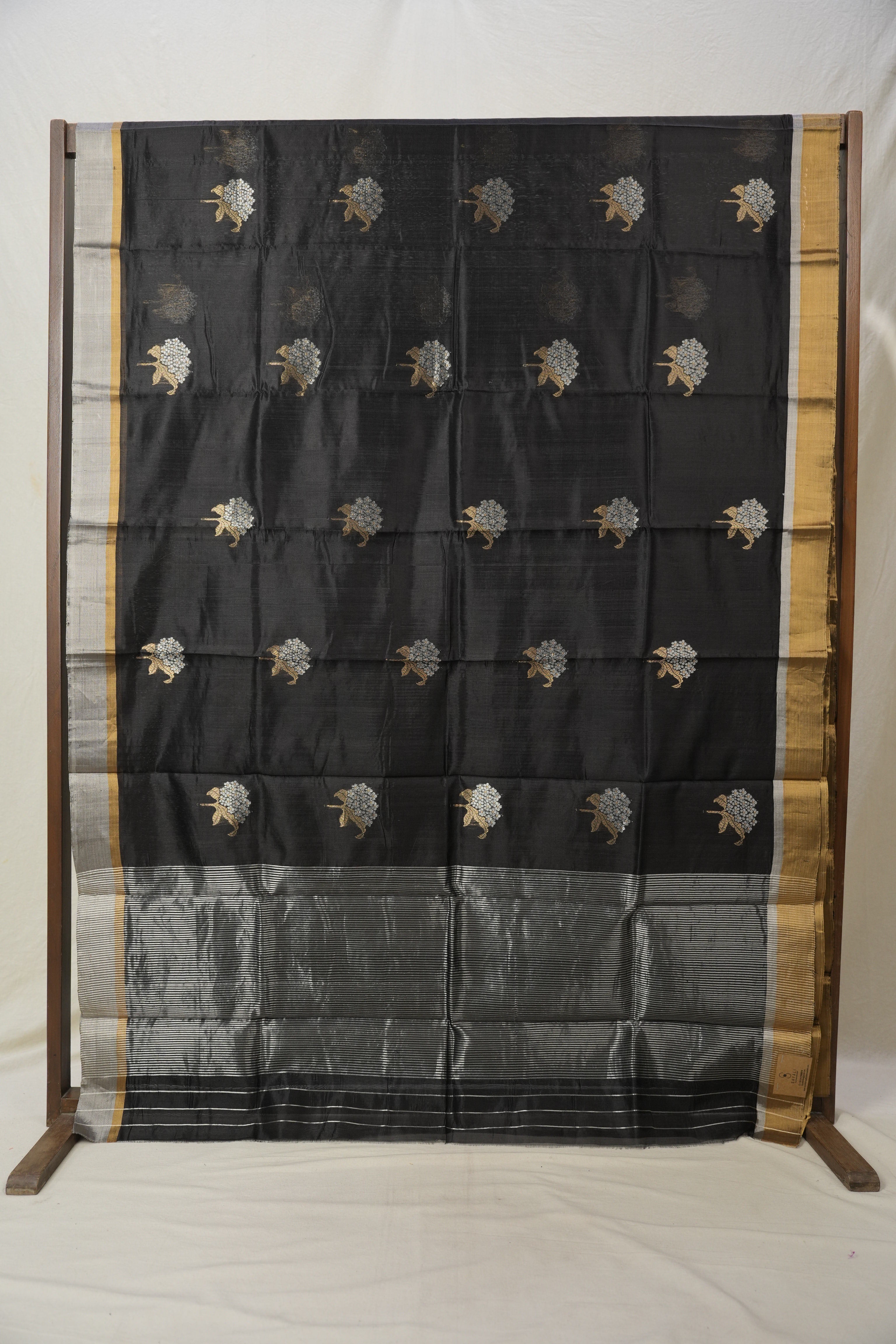 Black Pattu Chanderi Silk Saree - SRBPCSS453