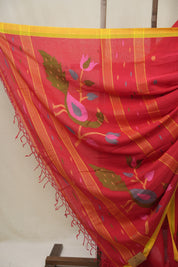 Red Mul Bengal Cotton Jamdani Saree - SRRCJS226