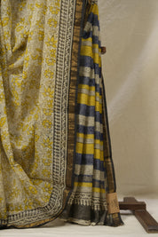 Yellow Blue HBP Kota Doria Saree - SRYBKDS216