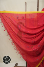 Red Mul Bengal Cotton Jamdani Saree - SRRCJS226