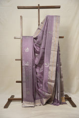 Grey Purple Chanderi Silk Saree - SRGPCSS514