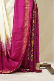 Cream Pochampalli Silk Ikat Saree - SRCPSIS304