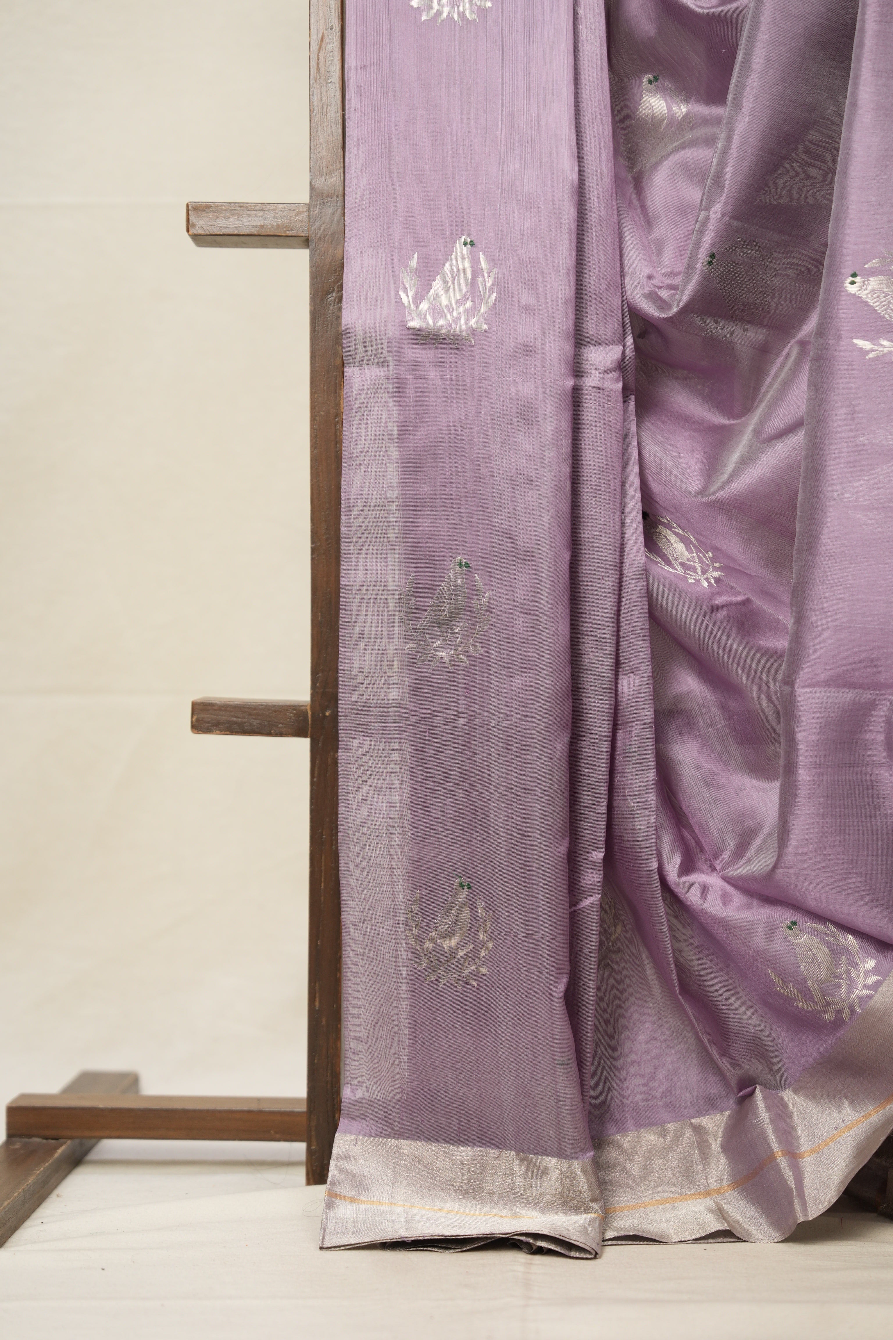 Grey Purple Chanderi Silk Saree - SRGPCSS514