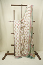 Off White HBP Cotton Saree - SROWCS3537