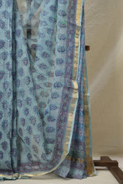 Aqua Blue HBP Kota Doria Saree - SRABKDS226