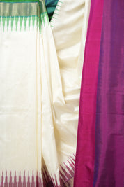 Pearl White Pochampalli Silk Ikat Saree - SRPWPSIS306