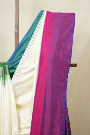 Pearl White Pochampalli Silk Ikat Saree - SRPWPSIS306