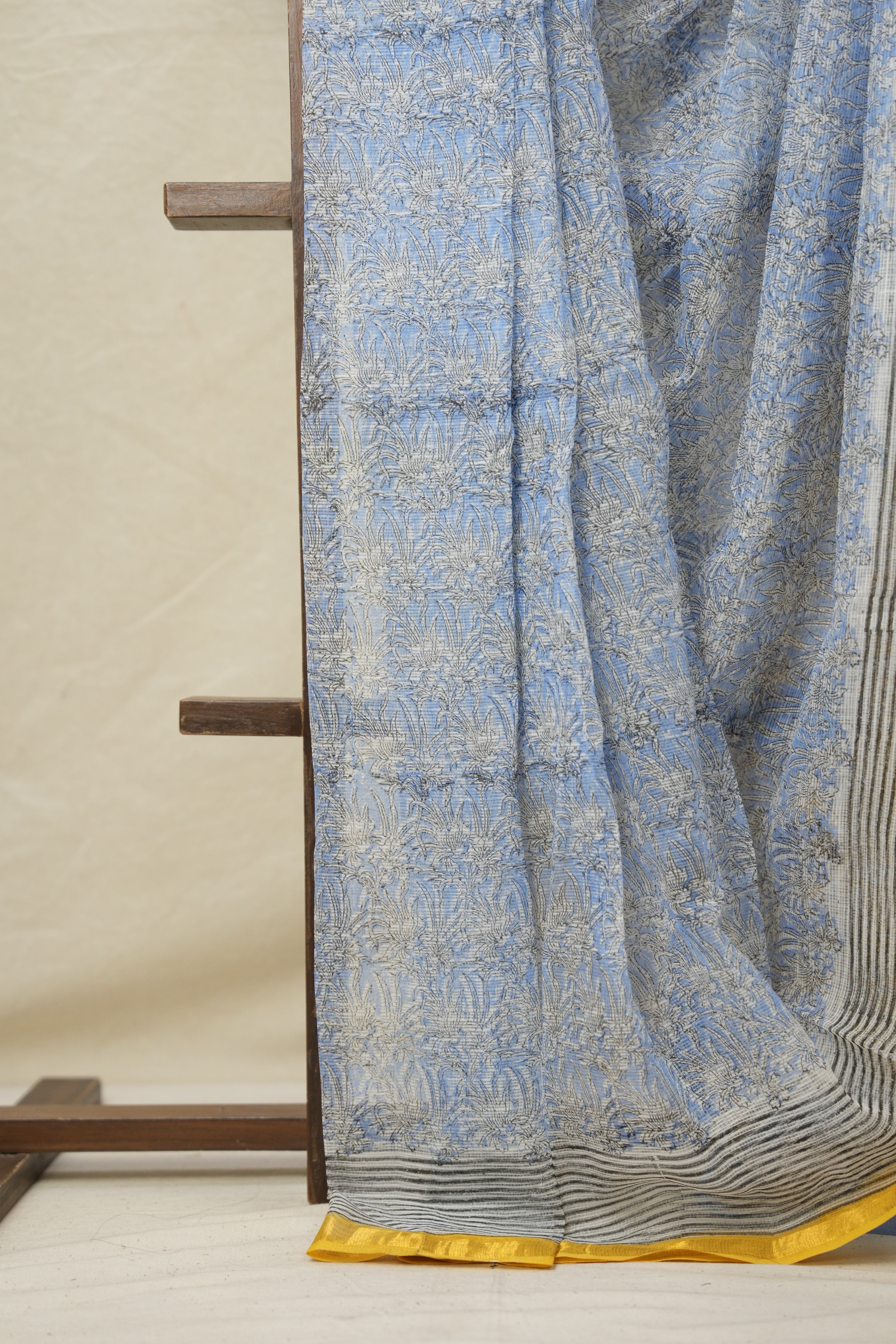 Blue Yellow HBP Kota Doria Saree - SRBYKDS227