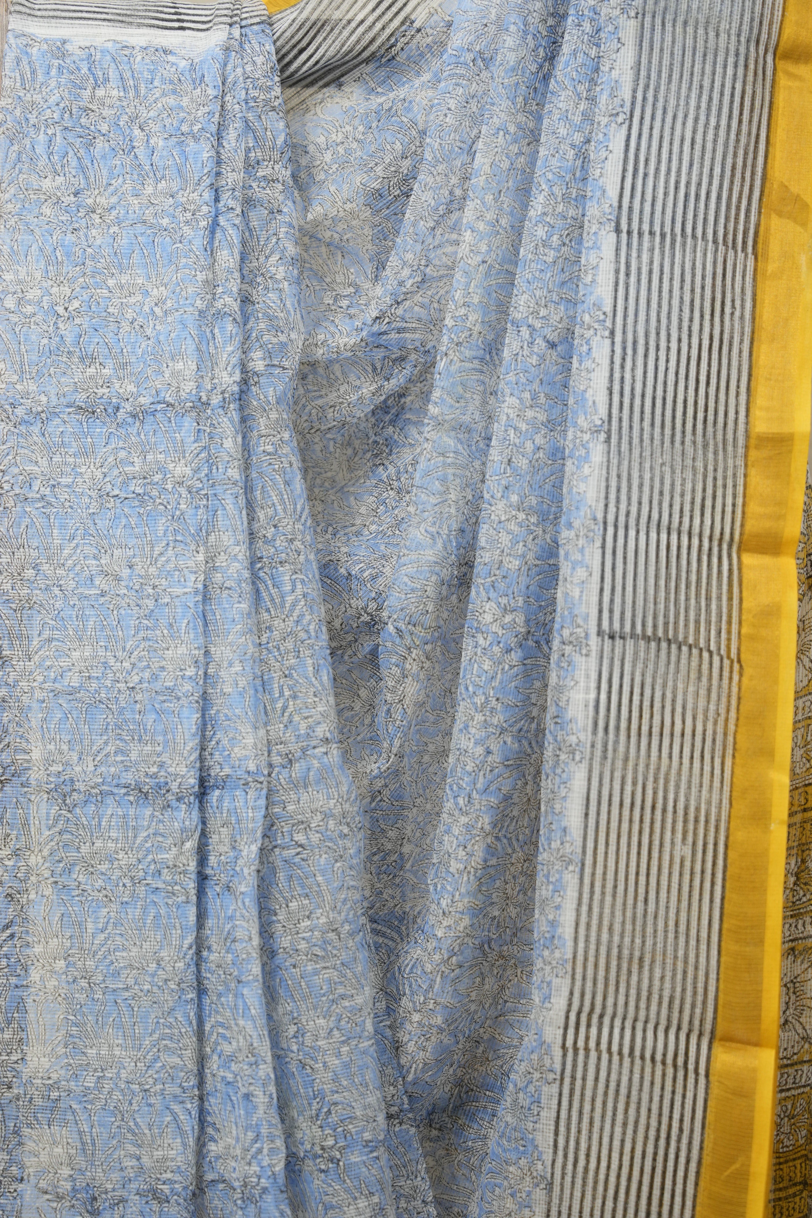 Blue Yellow HBP Kota Doria Saree - SRBYKDS227