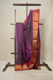 Dual Tone Purple Han border Pattu Chanderi Silk Saree - SRDTPHPCSS495